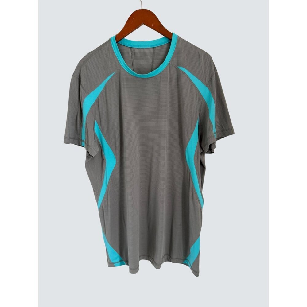 Lululemon Mens Gray & Teal Athletic T-Shirt XL Lightweight Performance Activewea